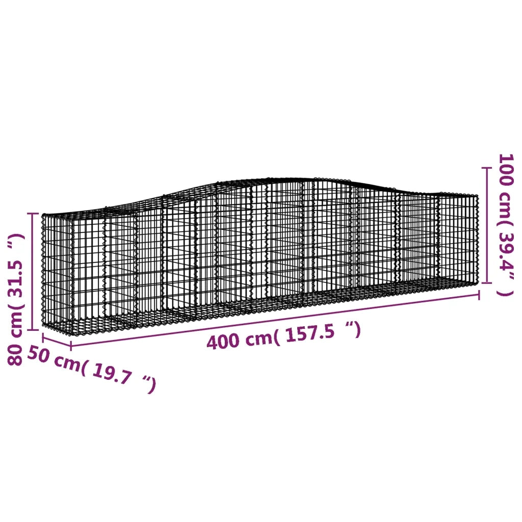 Cesti Gabbioni ad Arco 5 pz 400x50x80/100 cm Ferro Zincato 3145946