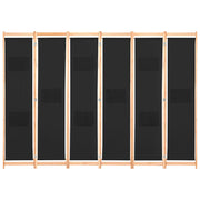 Divisorio a 6 Pannelli-Set di 6 pannelli Paravento Nero 240x170x4 cm in Tessuto