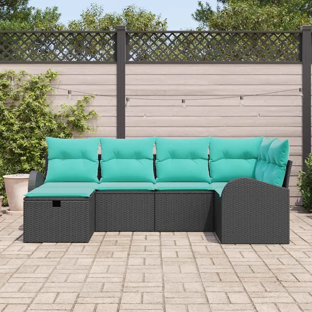 Set Divano da Giardino con cuscino 6 pcs Nero polyrattan 3360417