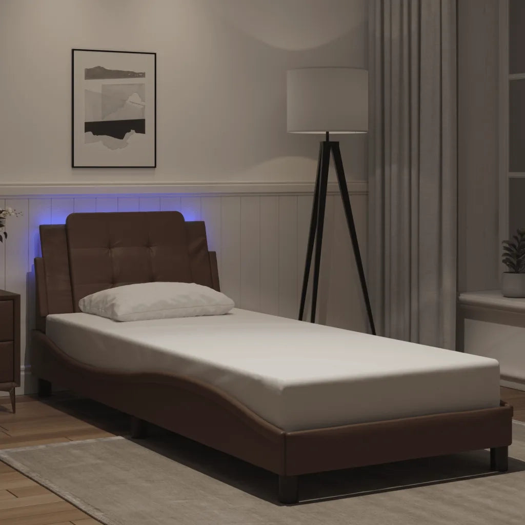 Giroletto con LED senza Materasso-Struttura Letto con LED Zadar Marrone 80x200 cm