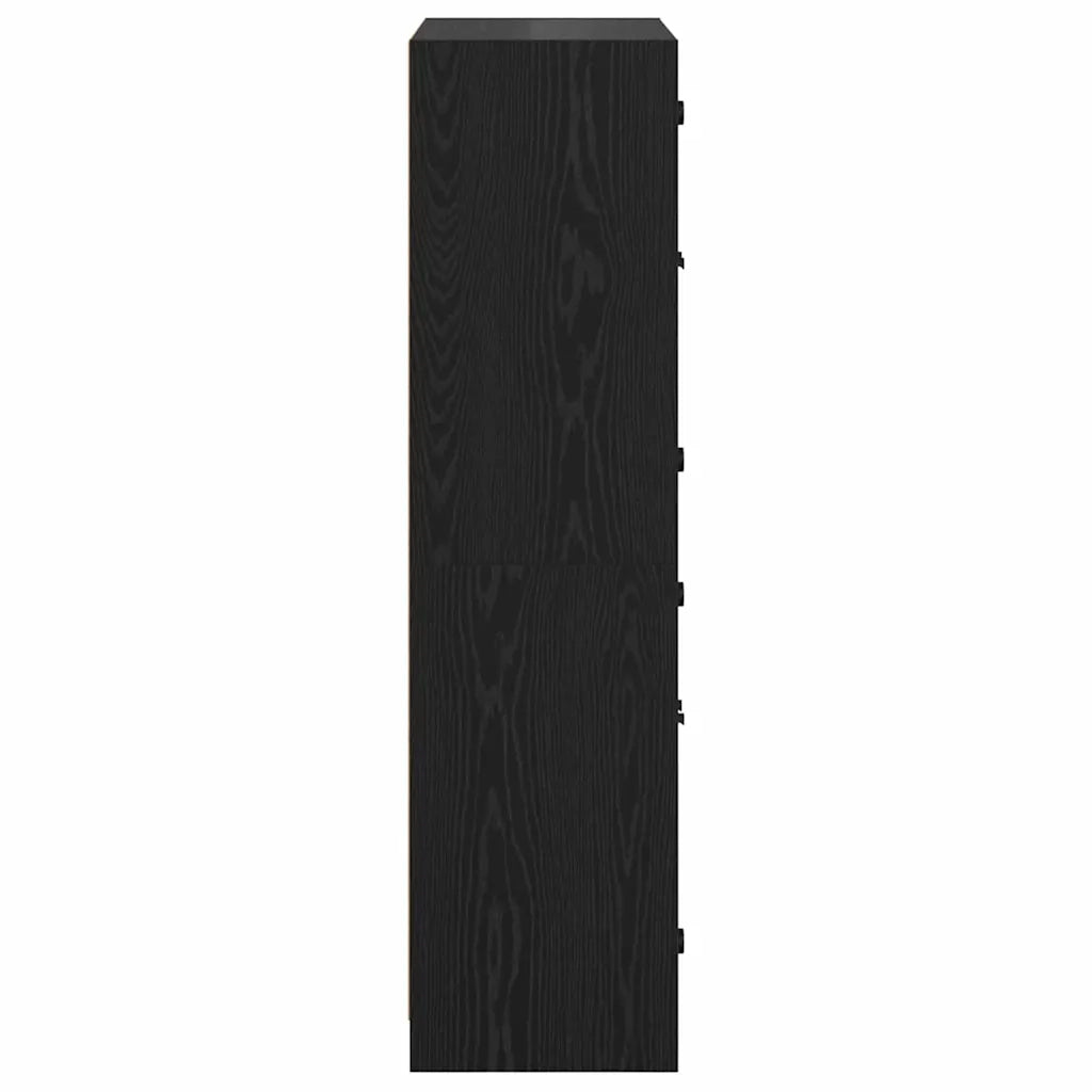 Credenza-Buffet-Armadio da cucina Rovere Nero 68 x 37 x 142 cm Legno multistrato