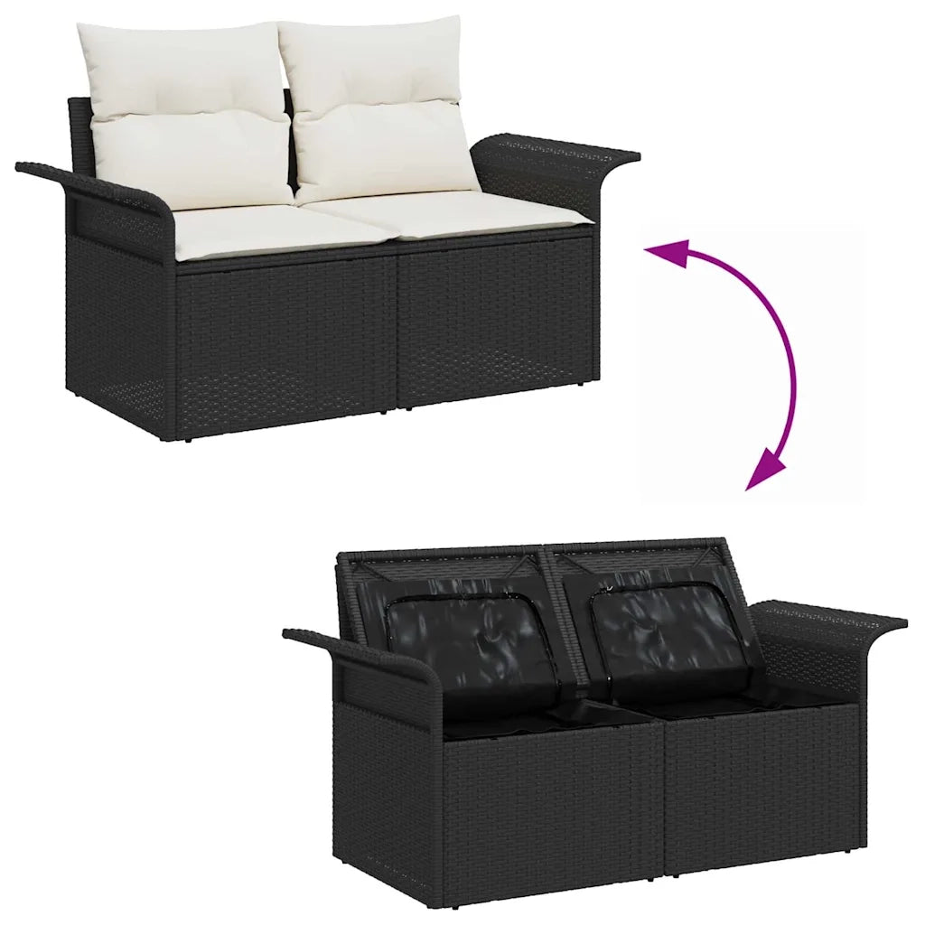Set Divano da Giardino 8 pcs Nero e Crema polyrattan 3355961