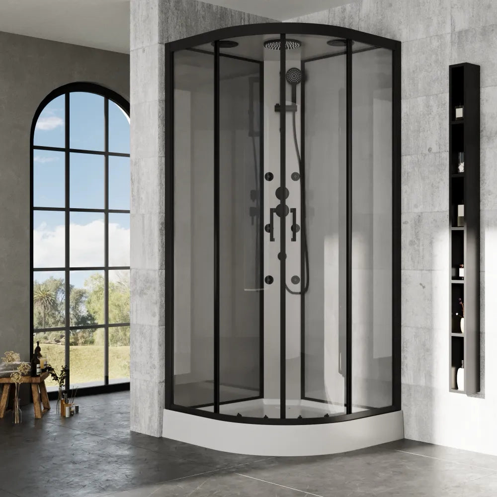 Cabina doccia idromassaggio semicircolare 90x90cm multifunzione h215cm | Sark