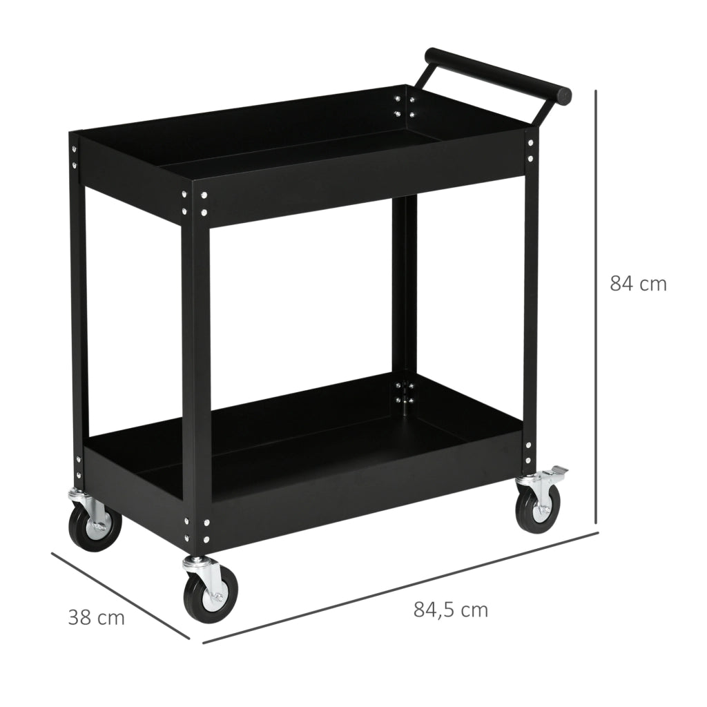 Carrello da officina in acciaio a 2 ripiani, 150 kg