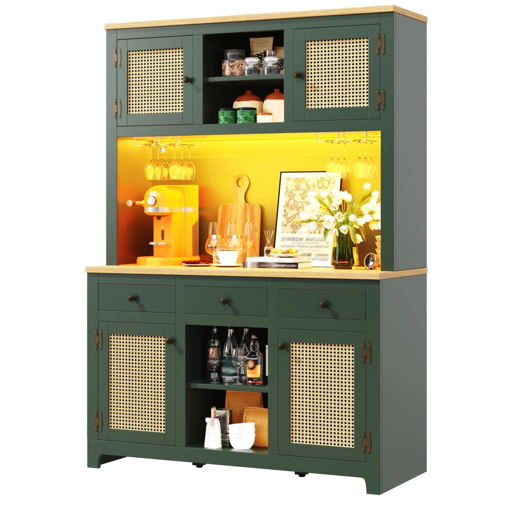 Credenza da cucina alta 120x40x180 cm in MDF verde antico
