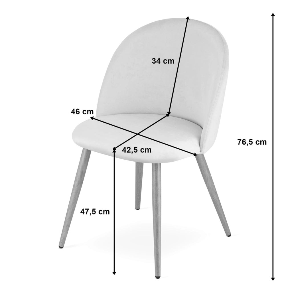 Set di 3 sedie Bello in velluto grigio chiaro e metallo nero