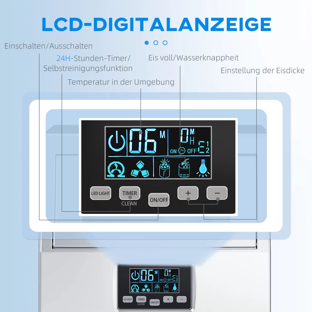 Macchina per ghiaccio cubetti ¨C Minimal ¨C LED, display, argento