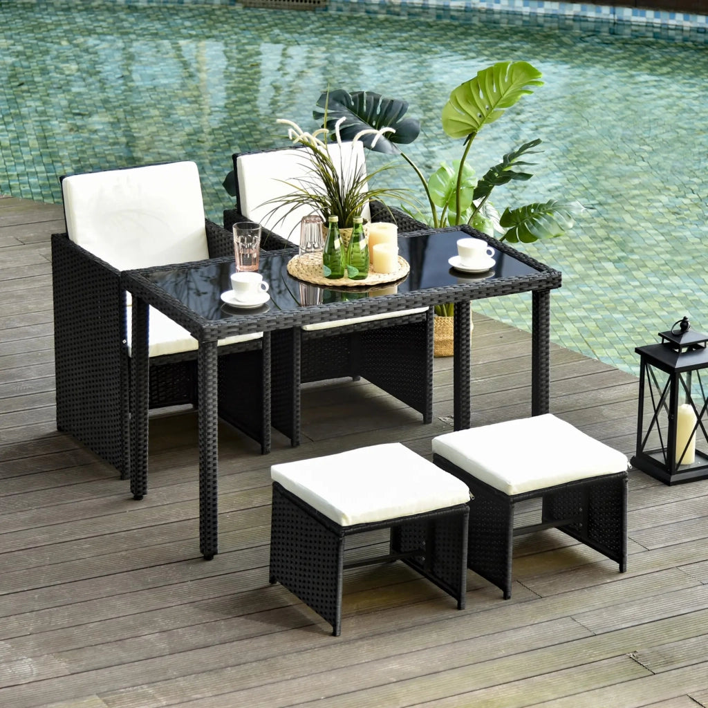 Set da Giardino 11 Pezzi in Polyrattan con Cuscini ¨C MINIMAL ¨C Nero