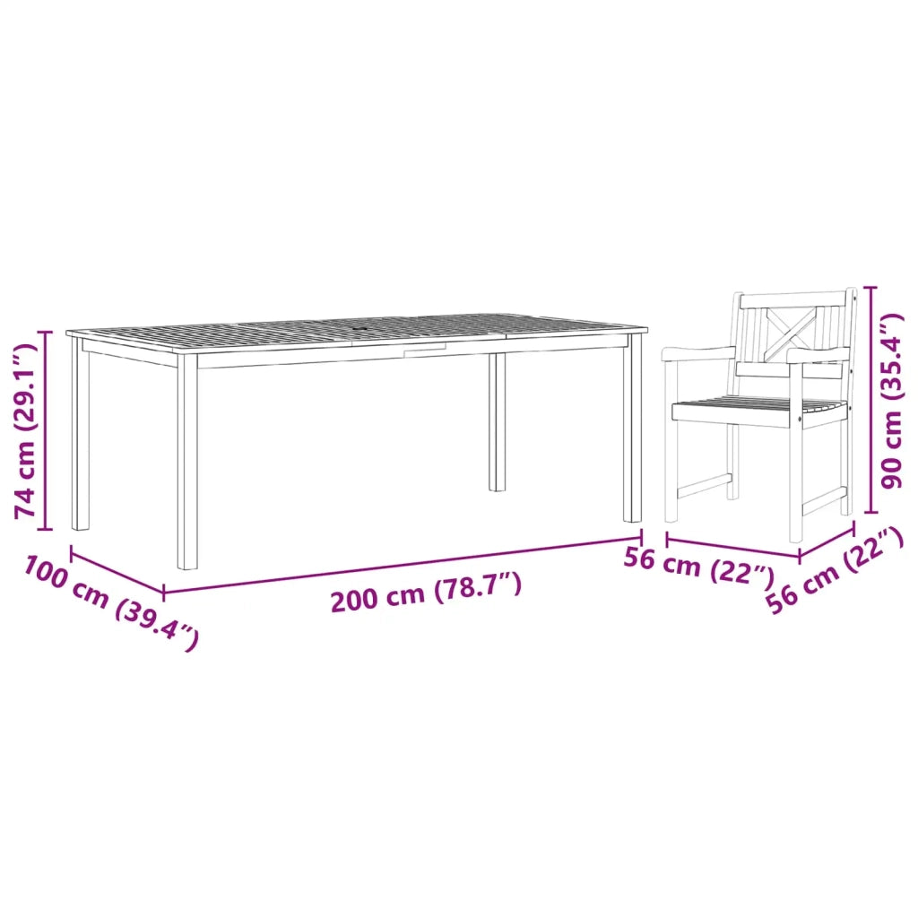 Set da Pranzo per Giardino 7 pcs Marrone 3375654