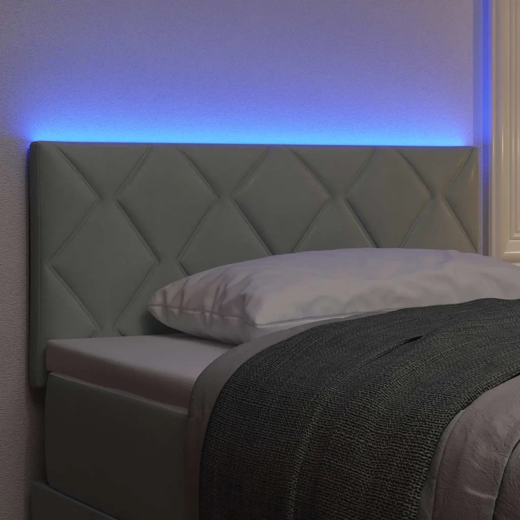 Testiera | Testata LED Grigio chiaro 100 cm Velluto