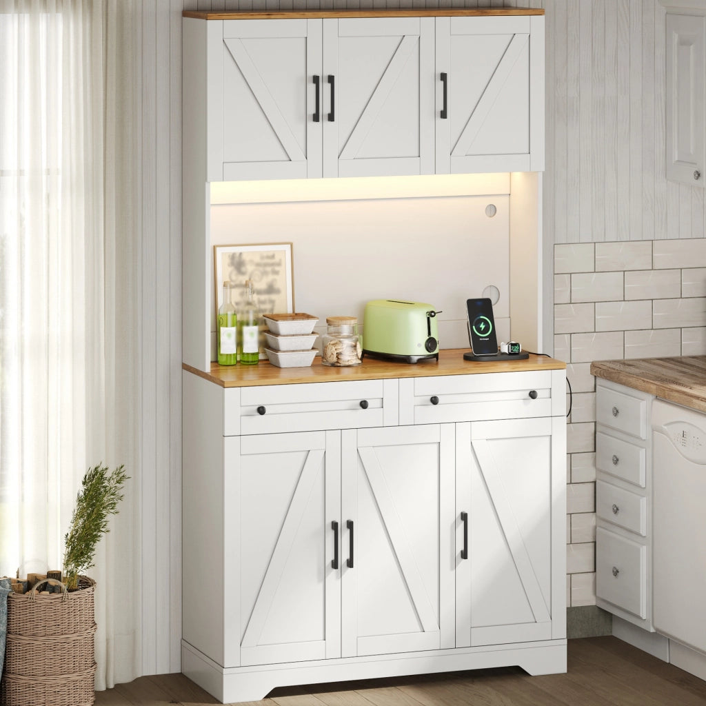 Dispensa da cucina con 2 cassetti; LED RGB e prese - per cucina - 100×40×180 cm