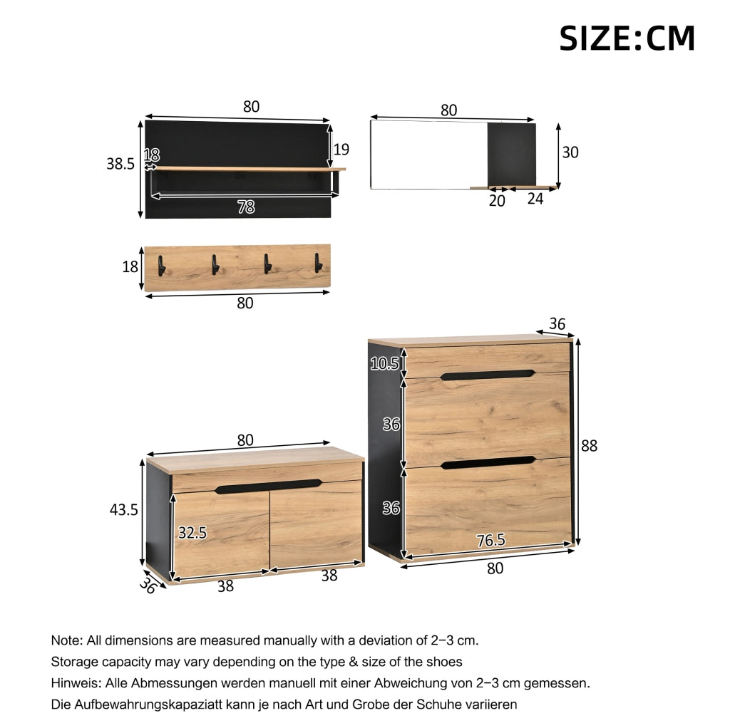Set ingresso modulare con specchio, scarpiera e appendiabiti