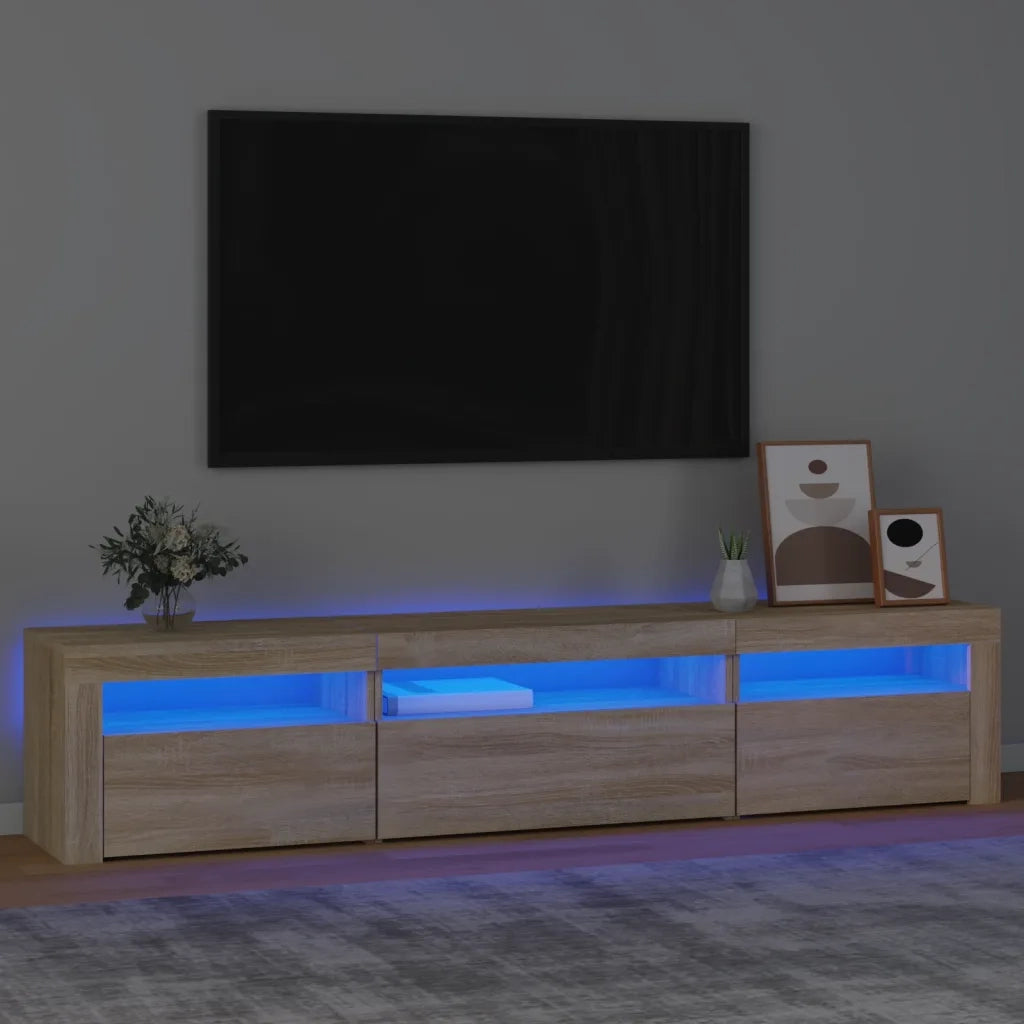 Mobile Porta TV con Luci LED Rovere Sonoma 195x35x40 cm 3152740