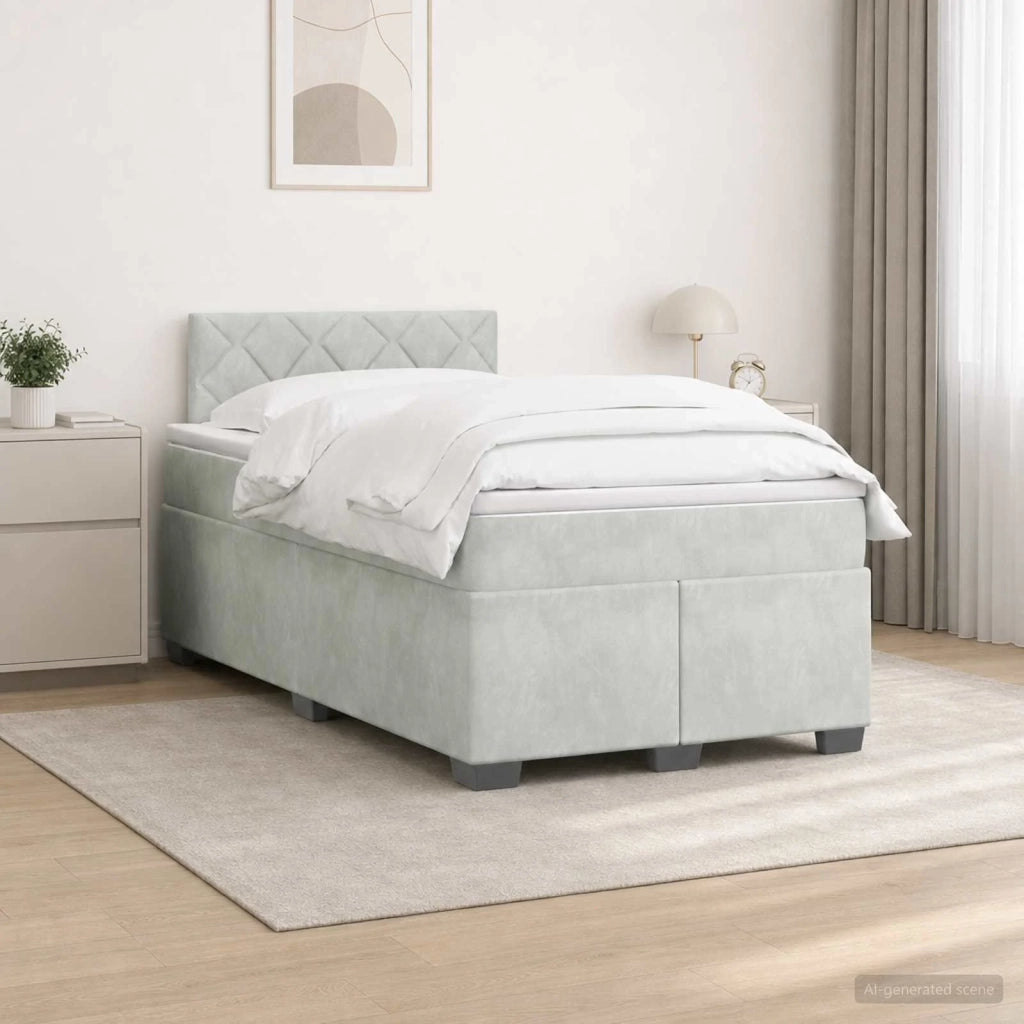 Letto con Box Spring, Materasso e LED Grigio Chiaro Velluto 3452162