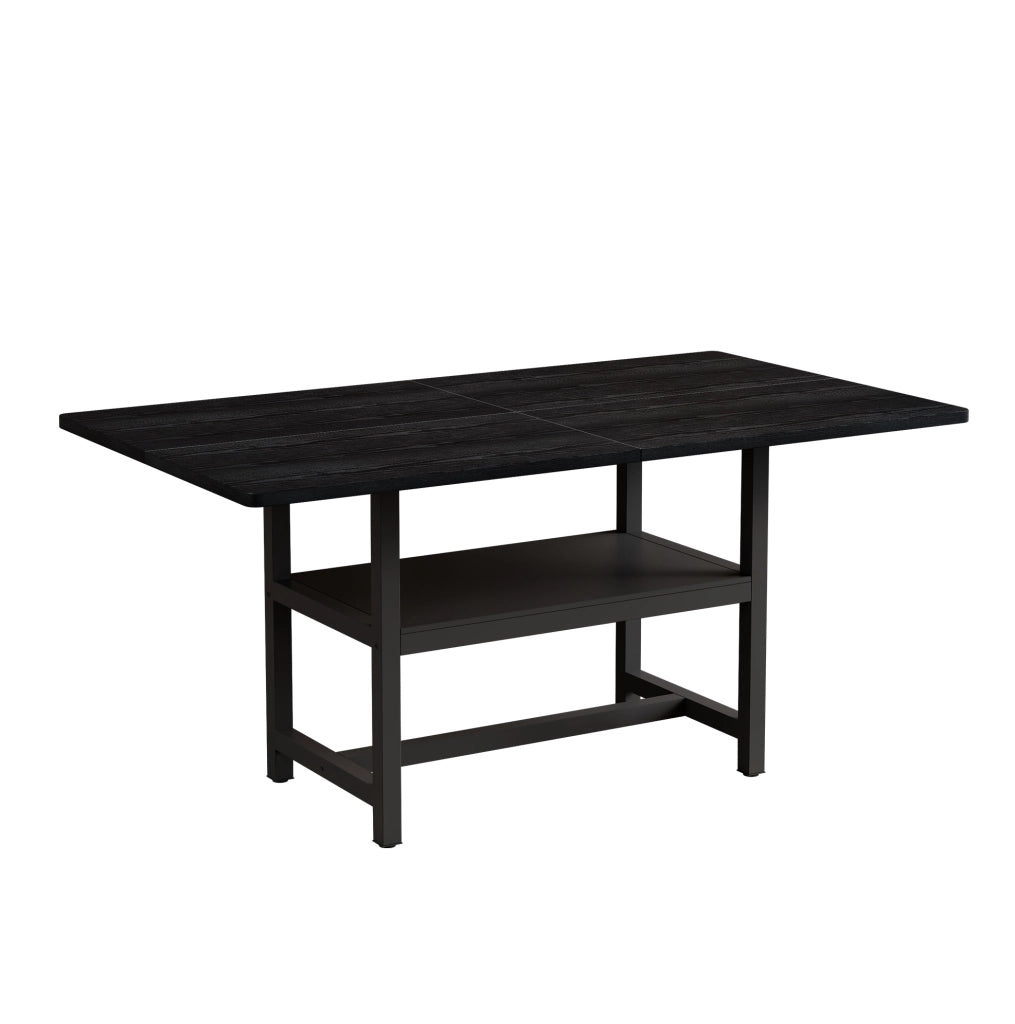 Tavolo da pranzo 160x90x76 cm nero in MDF e metallo, stile industriale, 4-6 persone