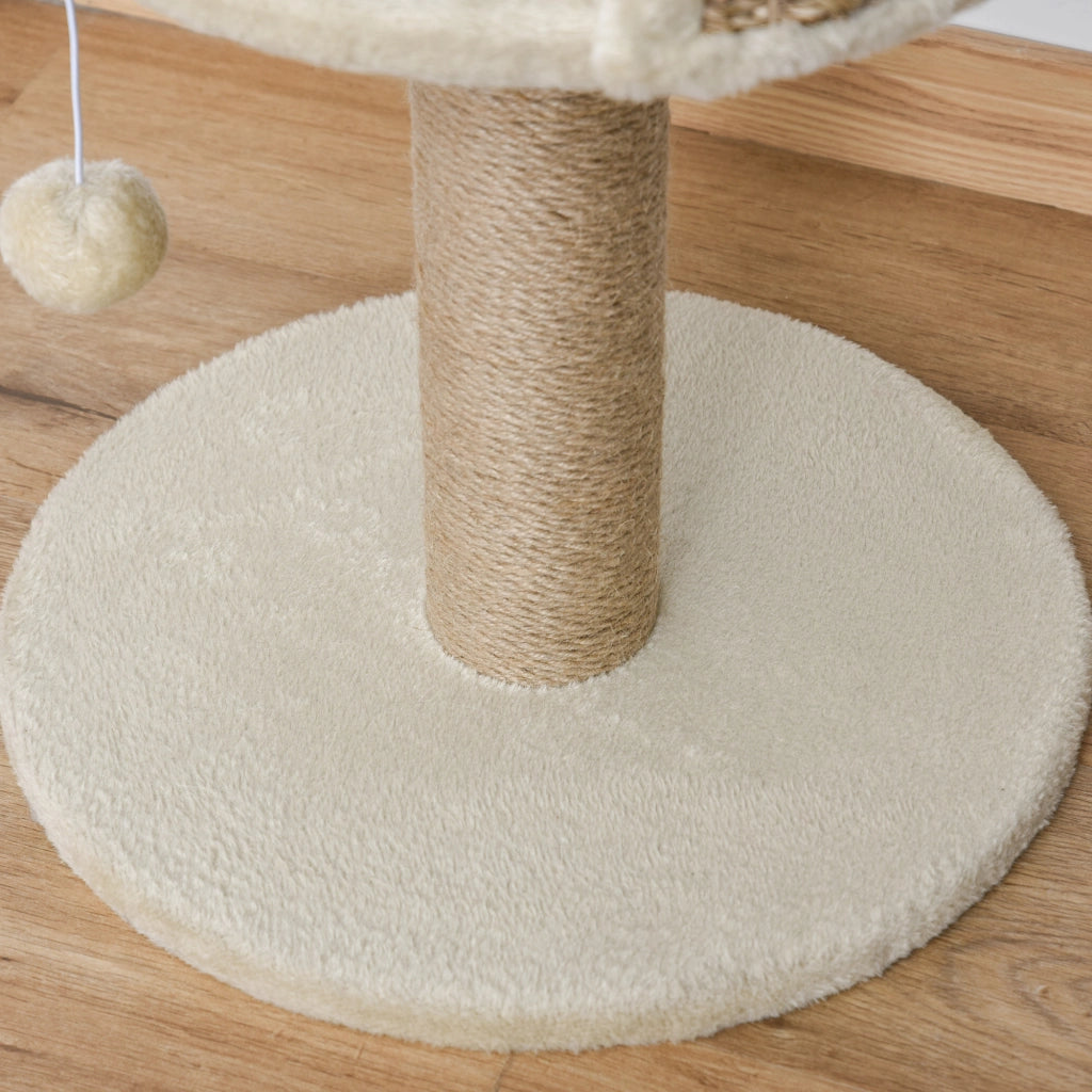 Tiragraffi per gatti con gioco pompon ¨C Minimal ¨C 40x40x49 cm sisal beige