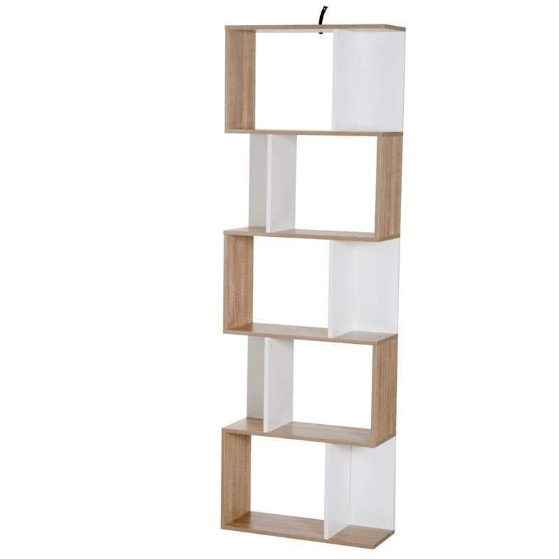 LIBRERIA DA MURO MODERNA 5 RIPIANI 60 X 24 X 184.5 CM IN LEGNO BIANCO