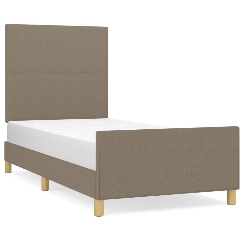 Letto singolo | Letto per adulti | Giroletto senza Materasso Tortora 90x190 cm Tessuto