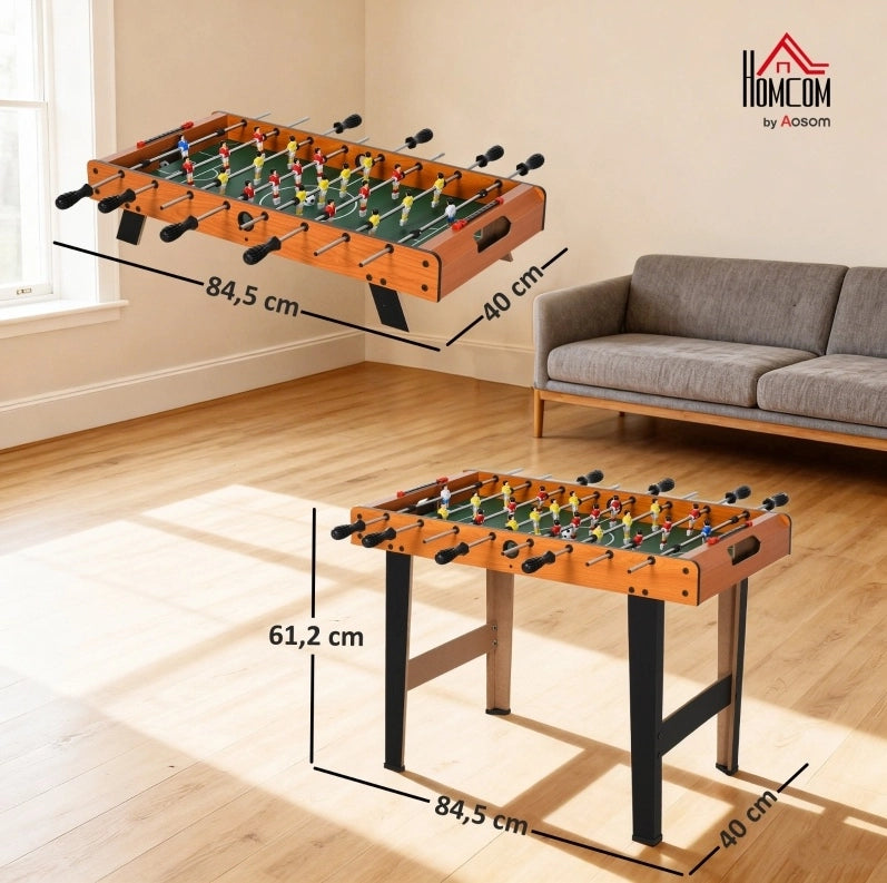 Calcio balilla compatto 84,5x40x61,2 cm in MDF nero, 22 giocatori