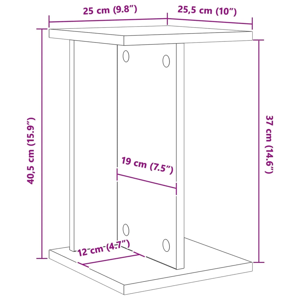 Supporto per piante Rovere Nero 25 x 25,5 x 40,5 cm 899676