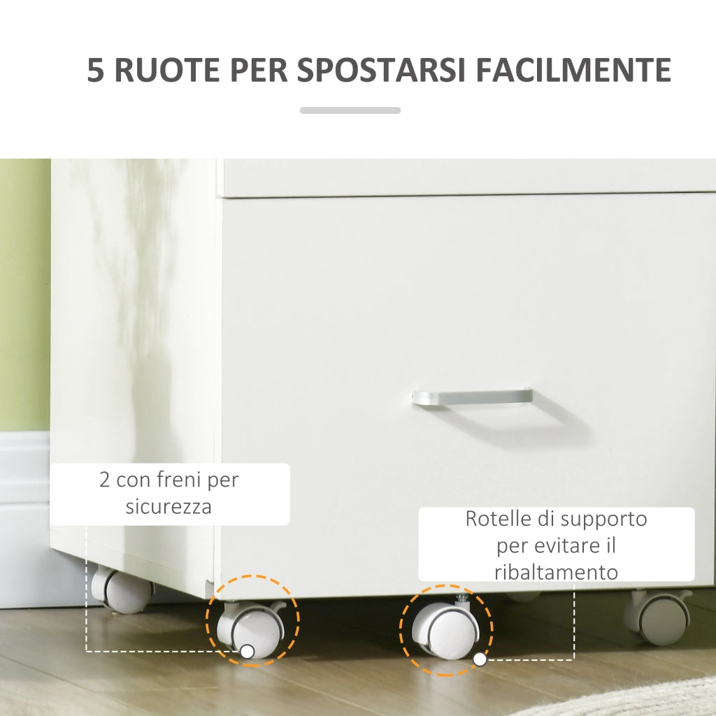 Cassettiera Ufficio con Rotelle ¨C Xylo ¨C 2 Cassetti MDF Bianco 43x45x72cm