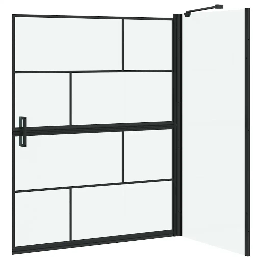 Schermo per Bagno e Doccia Nero e trasparente 116 x 68 x 128 cm