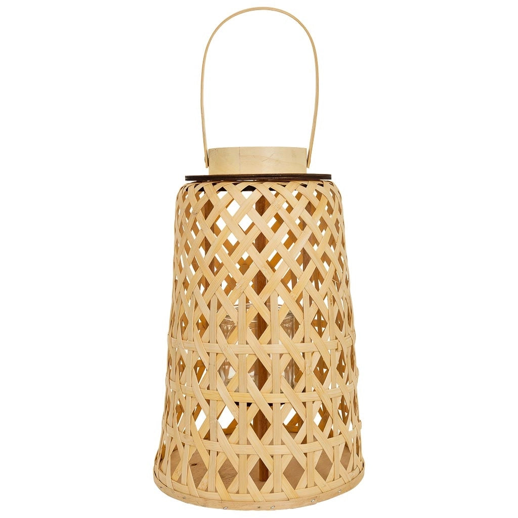 Lanterna portacandele in bambù marrone d26,5x41h