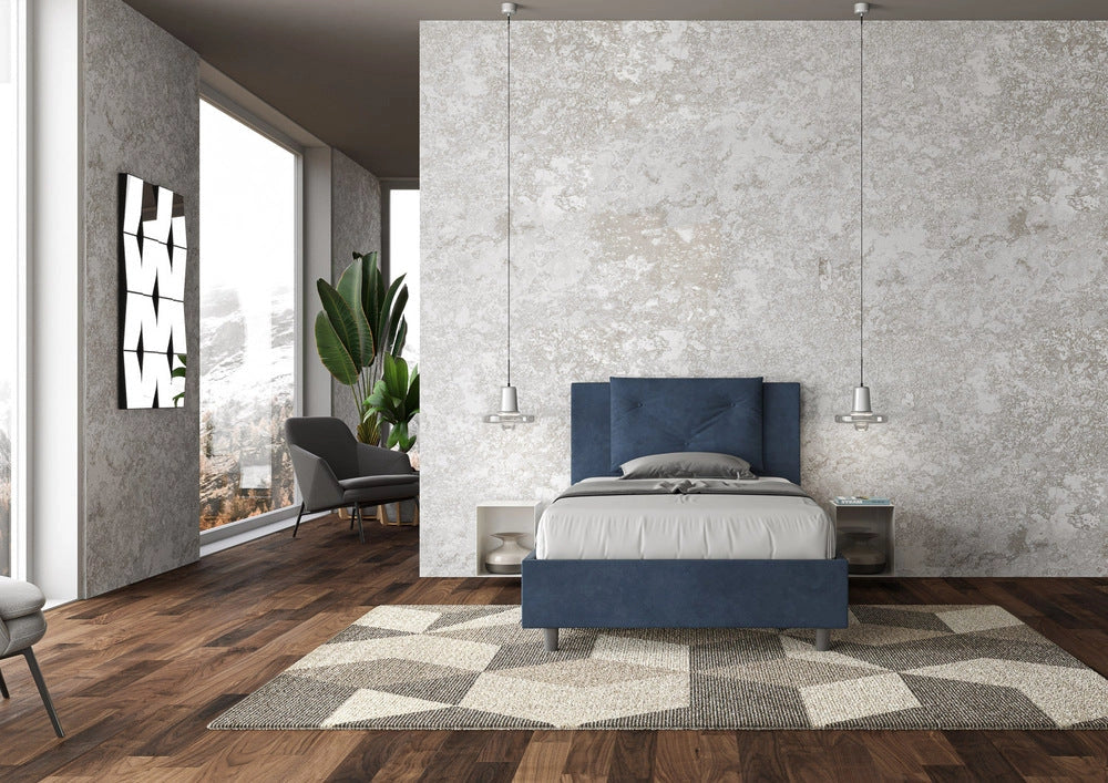 Letto Singolo 80x210 cm con Rete e Contenitore Appia Blu
