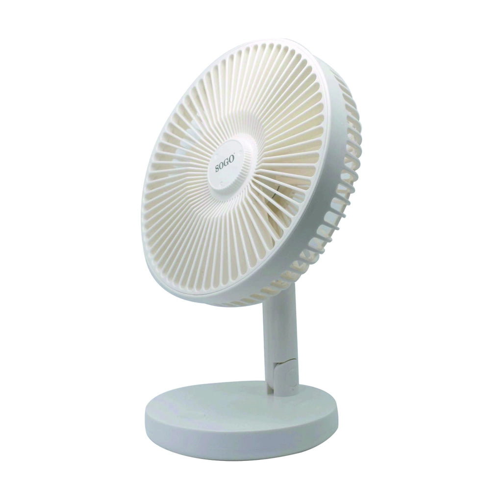 Ventilatore da tavolo ricaricabile 30cm, batteria litio 2000mAh, 5 pale 3 velocità, oscillazione 4h autonomia - SOGO