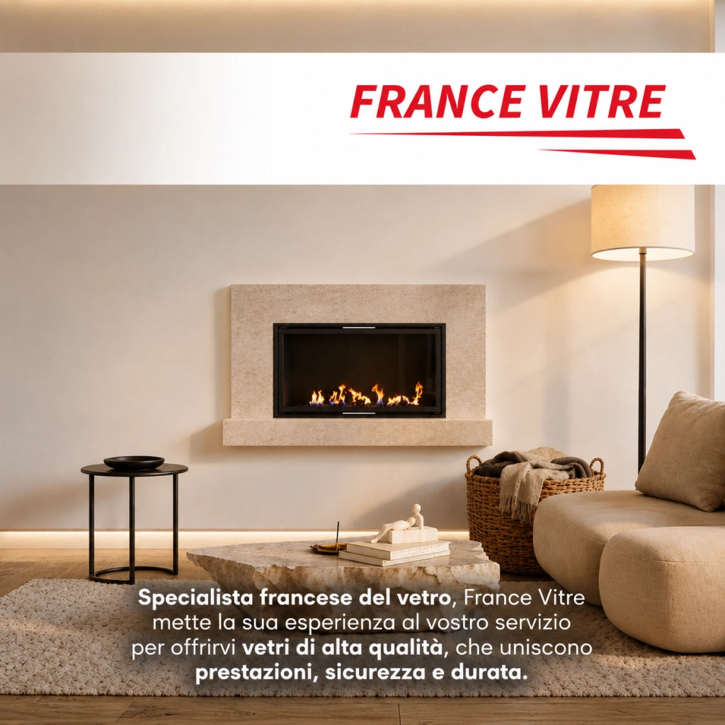 449 x 447 x 4 mm - Vetro per stufa a legna - vetro camino di ricambio - vetro per caminetto resistente al fuoco - France Vitre
