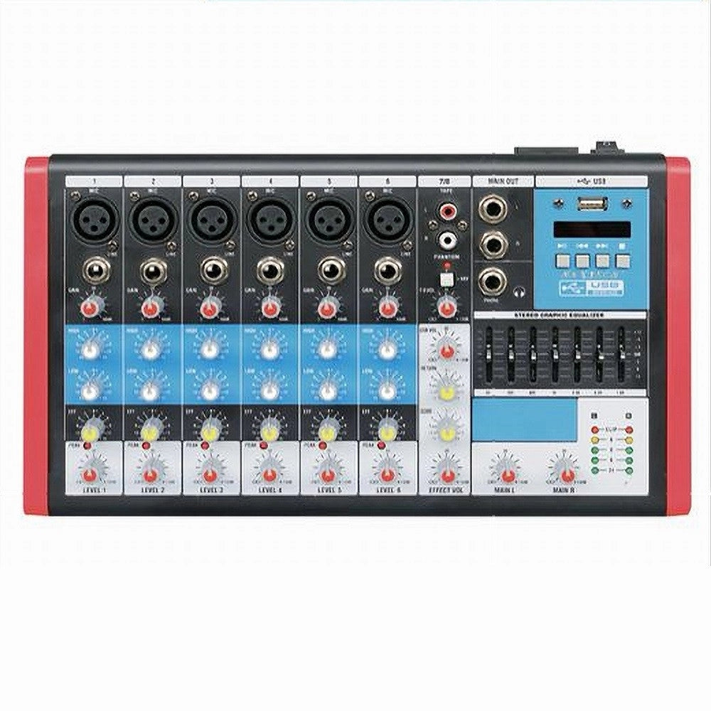 Trade Shop - Mixer Audio 8 Canali Equalizzatore 4mic Xlr Phantom +48v Usb Mp3 Display Maxtech Mix-8ch -