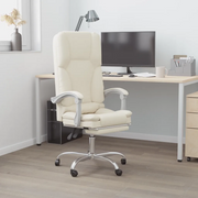 Poltrona da Ufficio Massaggiante Reclinabile Crema Similpelle 349680