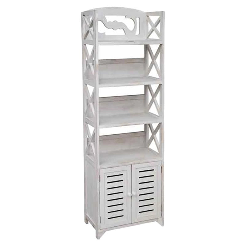 MOBILE IN LEGNO CON ANTE E MENSOLE COLORE BIANCO CON PIANO 47X26X150H CM