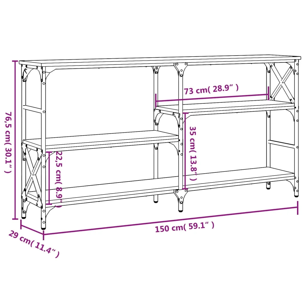 Tavolo Consolle | Tavolo d'Ingresso Rovere Fumo 150x29x76,5 cm in Legno Multistrato