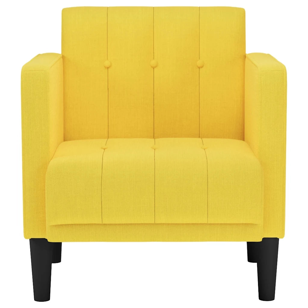 Divano Poltrona | Sedia con Braccioli Giallo Chiaro 53 cm in Tessuto