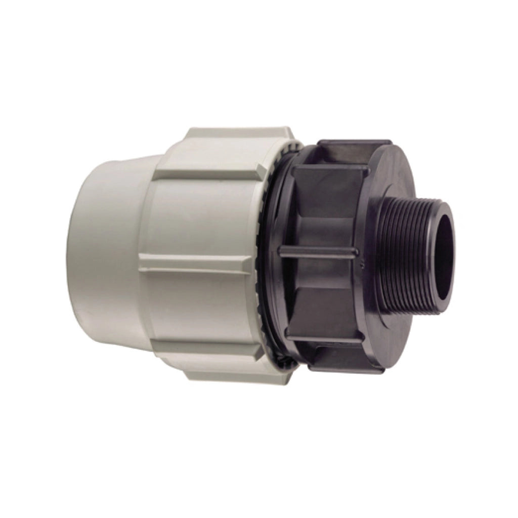 RACCORDO DIRITTO A COMPRESSIONE MASCHIO FEMMINA IN POLIPROPILENE SERIE 7020  BIANCO E NERO PLASSON - Ø75X21/2 PN16  - PSN