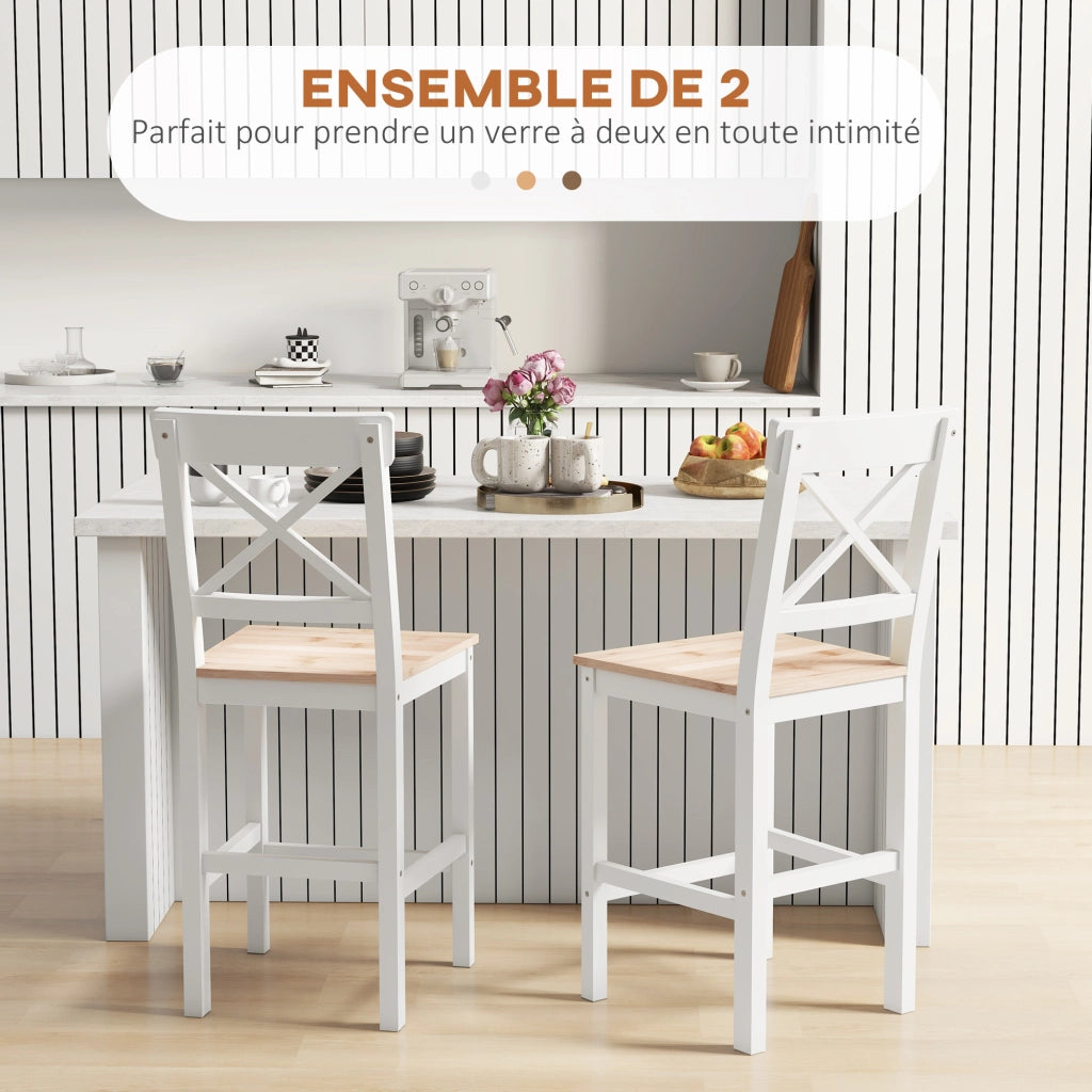 Sgabelli da bar ¨C Xylo ¨C Bianco e legno 41x46x97,5cm
