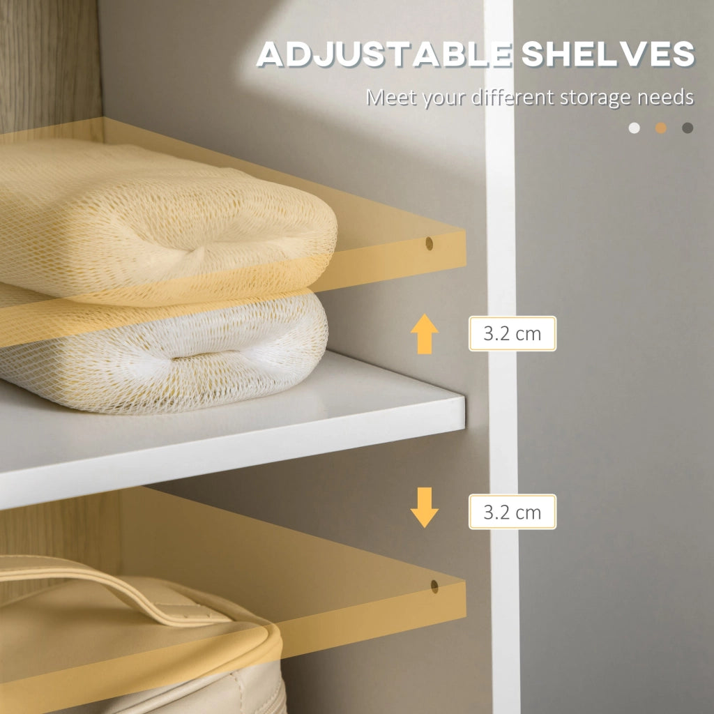 Colonna Bagno 2 Ripiani 2 Ante 30x31,5x169 cm in Truciolato Bianco e color Legno