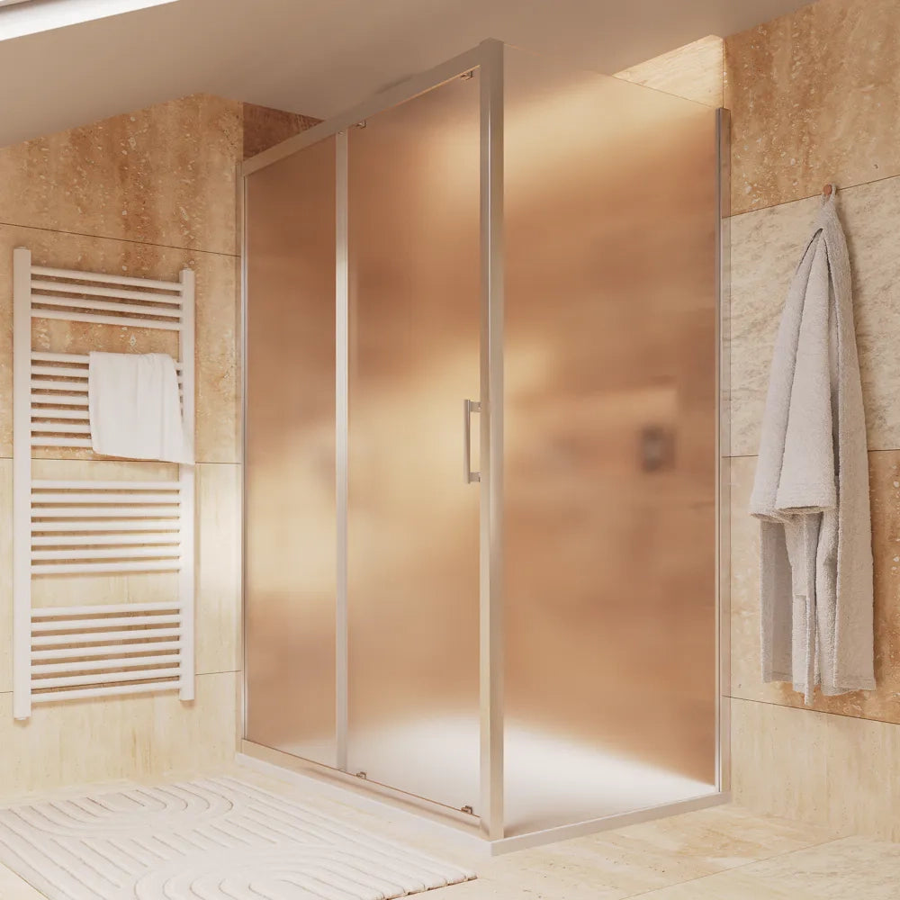 Box doccia cromato 125x90cm vetro 6mm opaco apertura scorrevole h180cm | Sicily