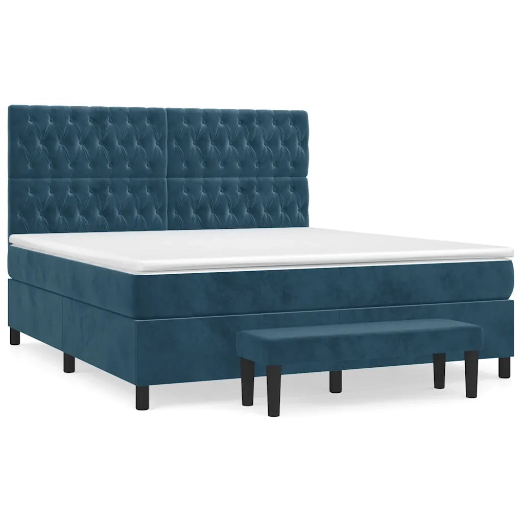 Giroletto a Molle con Materasso Blu Scuro 180x200 cm in Velluto