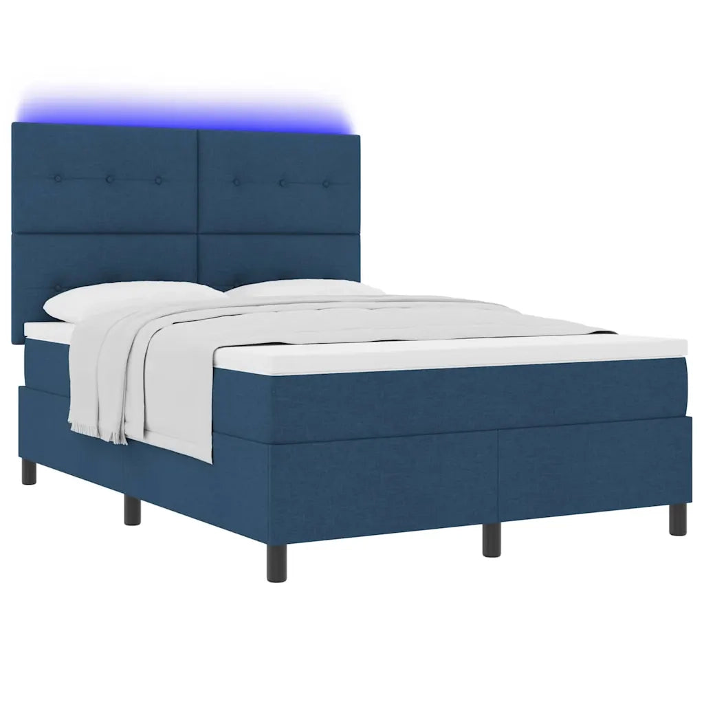 Letto a molle con materasso con led Blu 140 x 190 cm Tessuto