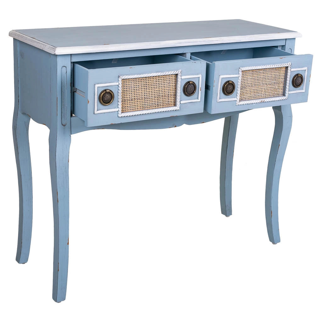 Mobile da ingresso in legno blu 90x33x77h