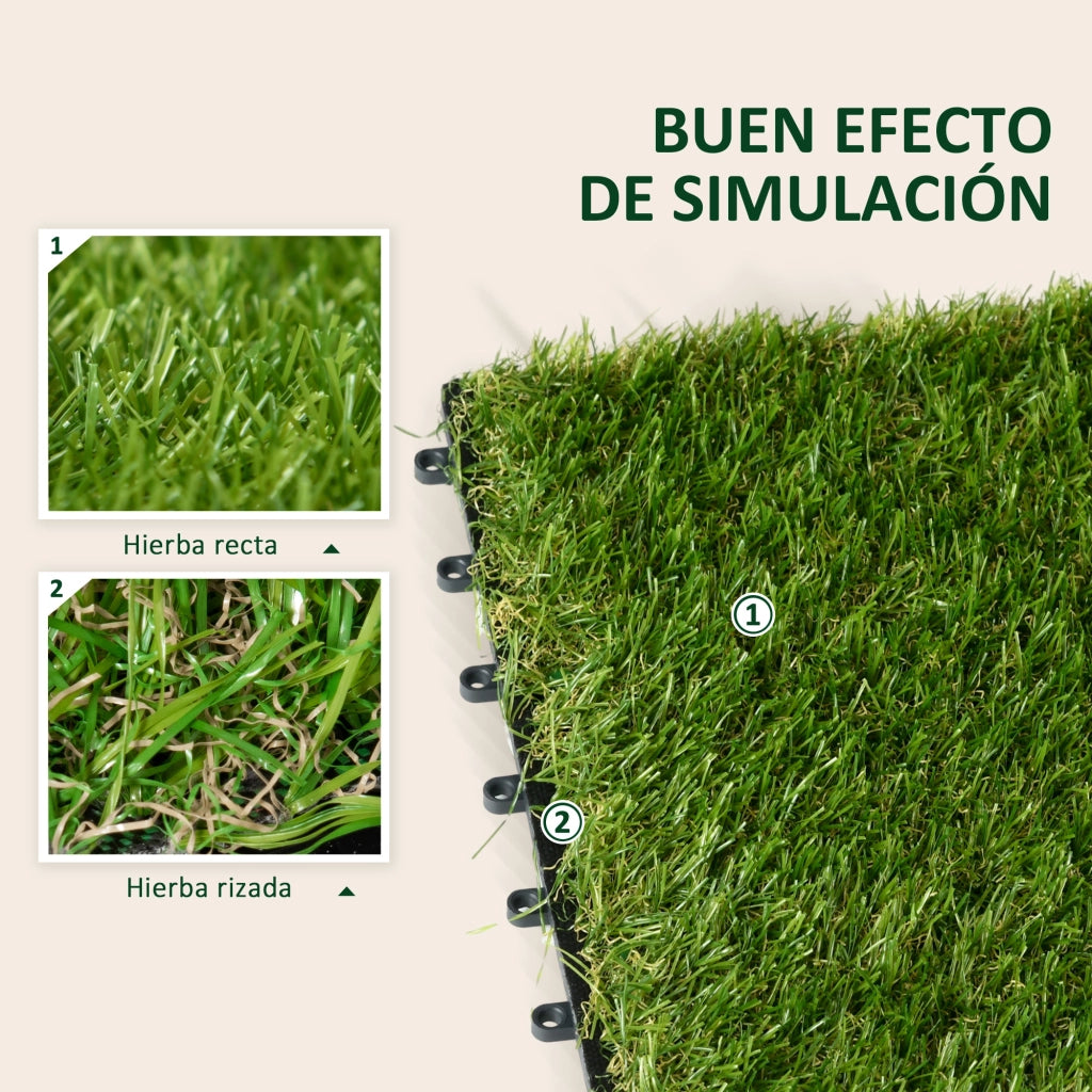 Tappeto erba sintetica 10 pezzi ¨C Minimal ¨C 30x30 cm colore verde scuro