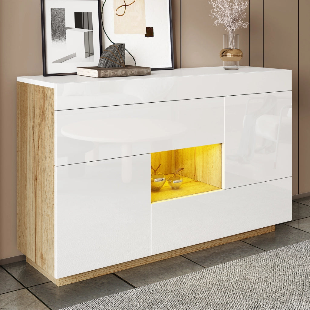 Sideboard a specchio con LED colorati - Zephmum - Con cassetti