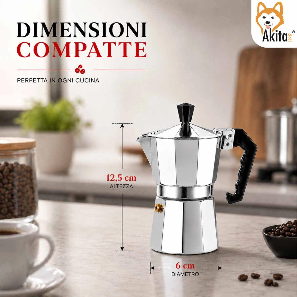 Akitaink Caffettiera Moka 1 Tazza con Valvola di Sicurezza