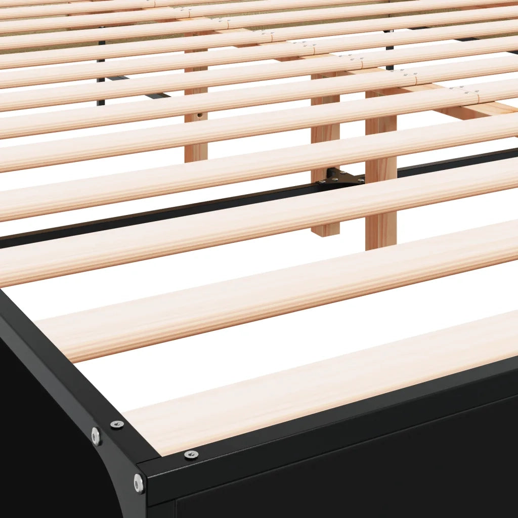 Giroletto-Struttura Letto Nero 160x200 cm in Legno Multistrato e Metallo 359012