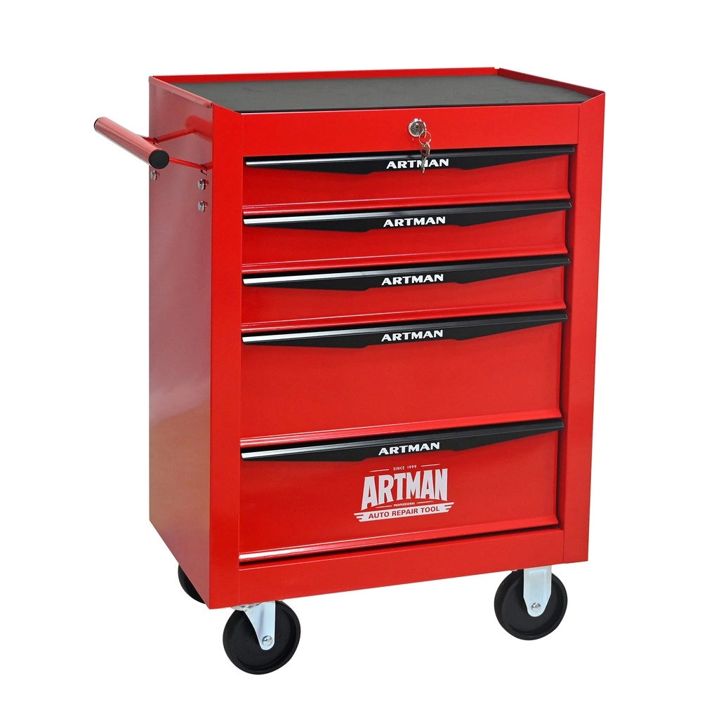 Cassettiera Porta Utensili su Ruote ¨C MINIMAL ¨C 5 Cassetti, Metallo, Rosso e Nero