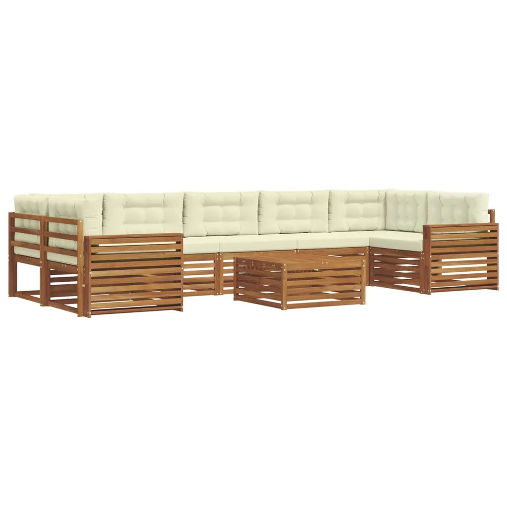 Set di divani da esterno con cuscino 8 pcs Naturale e Crema 3373185