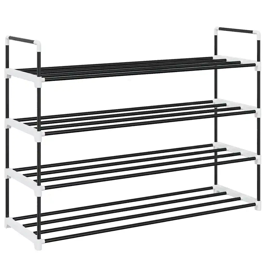 Scarpiera con 4 Ripiani in Metallo e Plastica Nero 245626
