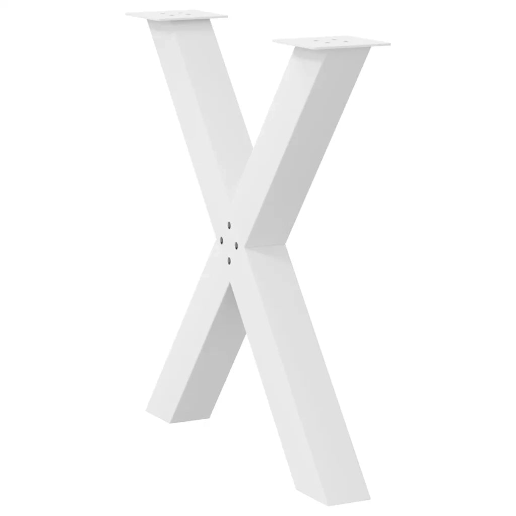 Gambe per tavolo da pranzo a forma di X 2 pz bianche 80x(72-73) cm in acciaio 4012981